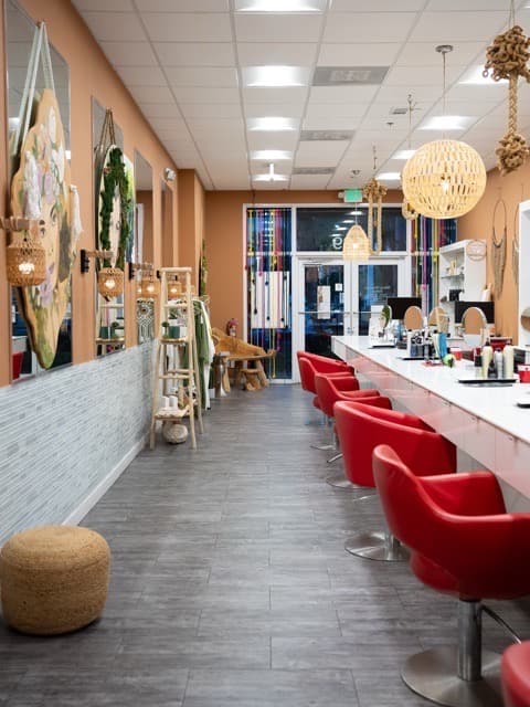 Booth rental chair stations inside our Fort Lauderdale salon